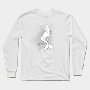 Zodiac sign Capricorn - Black and white lineart Long Sleeve T-Shirt